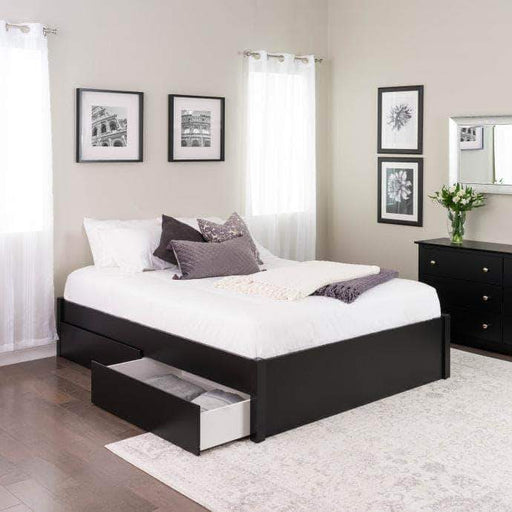 Prepac Queen / Black Select 4-Post Platform Bed with 2 Drawers - Multiple Options Available
