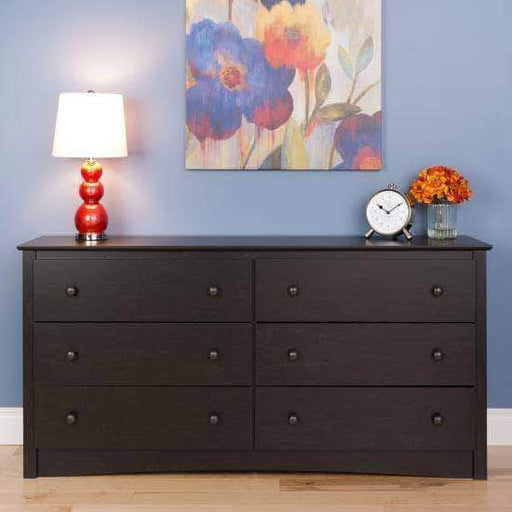 Prepac Riverdale Bedroom Washed Black Riverdale 6 Drawer Chest - Multiple Options Available