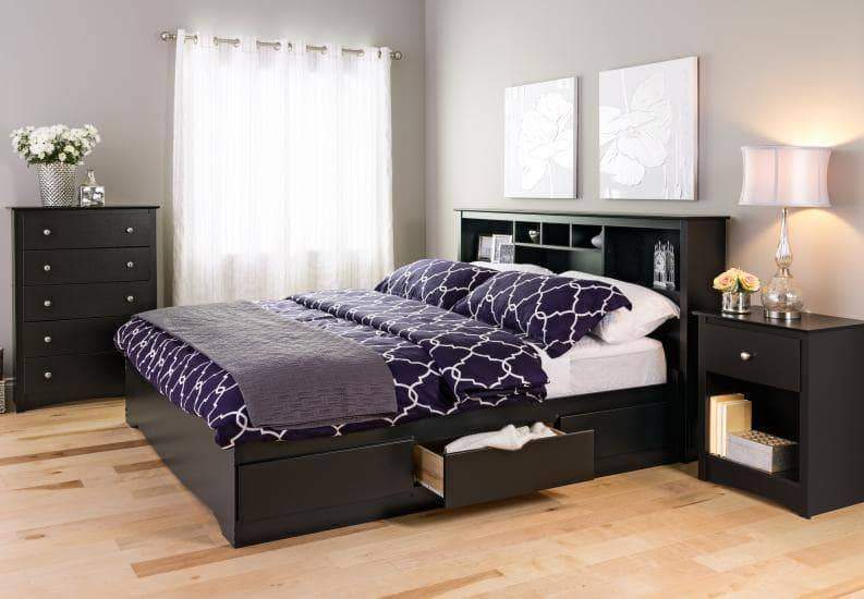 Prepac Sonoma Bedroom Black Sonoma 1-Drawer Tall Nightstand - Multiple Options Available
