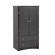 Prepac Sonoma Bedroom Black Sonoma 2 Door Armoire - Multiple Options Available