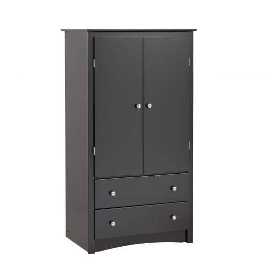 Prepac Sonoma Bedroom Black Sonoma 2 Door Armoire - Multiple Options Available