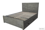 Rustic Classics Bed Whistler Reclaimed Wood Platform Bed with 4 Storage Drawers in Grey - Available in 2 Sizes