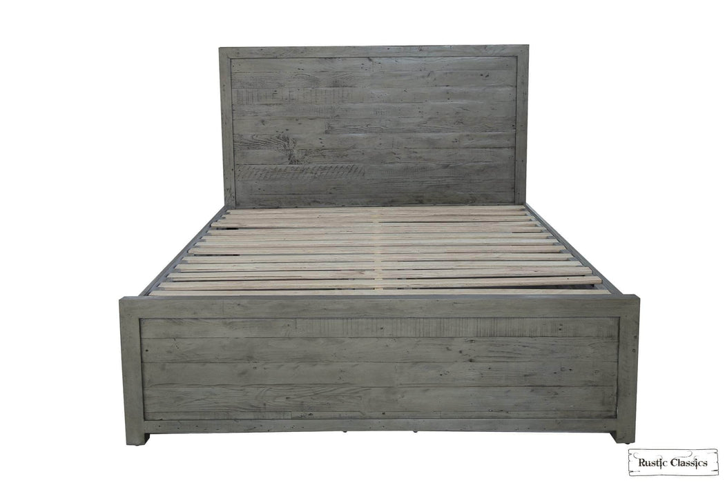 Rustic Classics Bed Whistler Reclaimed Wood Platform Bed with 4 Storage Drawers in Grey - Available in 2 Sizes