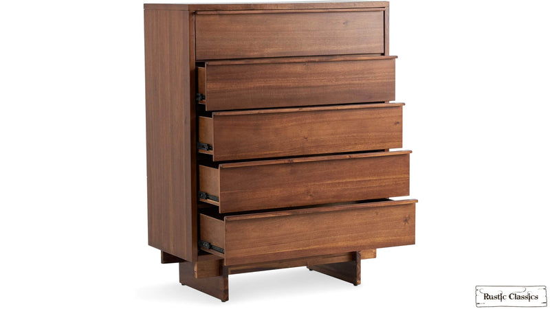 Rustic Classics Bedroom Set Jasper 5 Piece Reclaimed Wood Platform Bedroom Furniture Set in Brown - Available in 2 Sizes