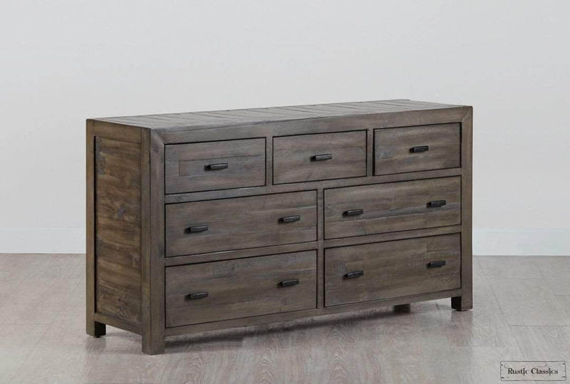 Rustic Classics Bedroom Set Whistler 4 Piece Reclaimed Wood Platform Bedroom Furniture Set in Grey - Available in 2 Sizes