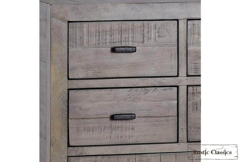 Rustic Classics Bedroom Set Whistler 4 Piece Reclaimed Wood Storage Platform Bedroom Furniture Set in Grey – Available in 2 Sizes