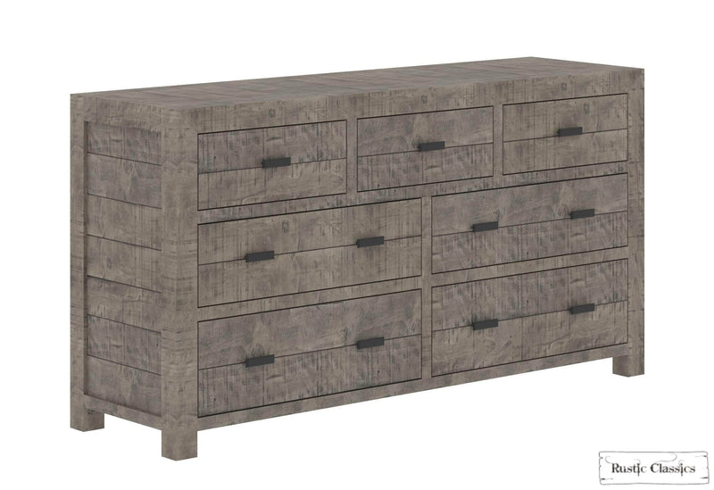 Rustic Classics Bedroom Set Whistler 4 Piece Reclaimed Wood Storage Platform Bedroom Furniture Set in Grey – Available in 2 Sizes