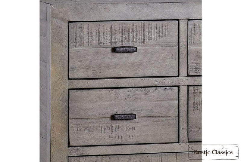 Rustic Classics Bedroom Set Whistler 5 Piece Reclaimed Wood Storage Platform Bedroom Furniture Set in Grey – Available in 2 Sizes