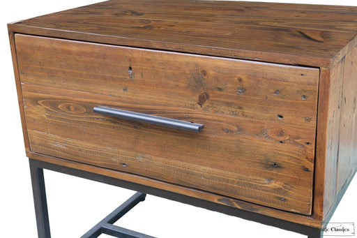Rustic Classics Nightstand Blackcomb Reclaimed Wood and Metal 1 Drawer Nightstand in Coffee Bean