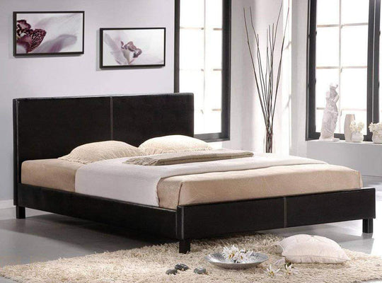 True Contemporary Bed Full Mirabel Espresso Faux Leather Platform Bed