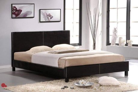True Contemporary Bed Full Mirabel Espresso Faux Leather Platform Bed