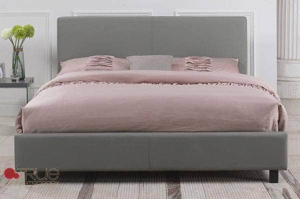 True CONTEMPORARY King Mirabel Faux Leather Platform Bed In Grey