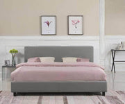 True Contemporary Bed Mirabel Grey Faux Leather Platform Bed Charlotte Grey Tufted Linen Platform Bed with Three Storage Drawers - Available in 3 Sizes