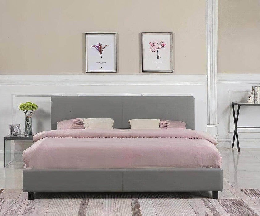 True Contemporary Bed Mirabel Grey Faux Leather Platform Bed Charlotte Grey Tufted Linen Platform Bed with Three Storage Drawers - Available in 3 Sizes