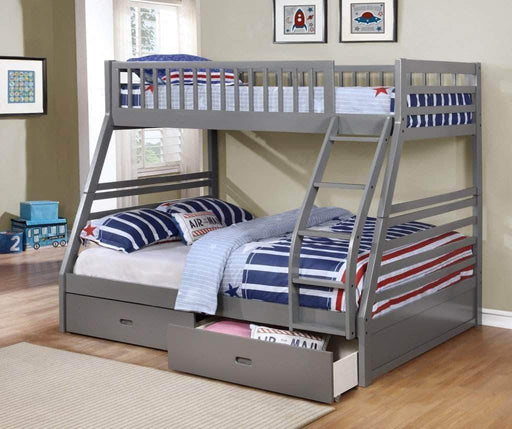 True Contemporary Bunk Bed Grey Alaska Twin over Full Bunk Bed with Storage Drawers