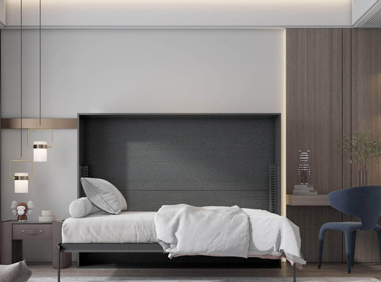True Contemporary Murphy Wall Bed Heidi II Grey Horizontal Murphy Wall Pull Down Bed - Available in 3 Sizes
