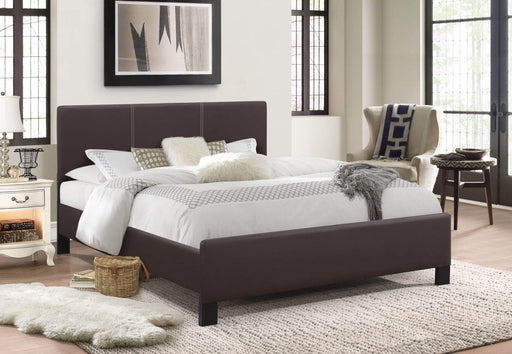 True Contemporary Platform Beds Espresso / Twin Xander Fabric Platform Bed With Contrast Stitching