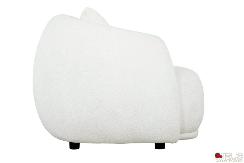 Pending - True Contemporary Archibald 2 Piece Curved Kidney Shaped Sectional Sofa and Chair Set in Wolly Ivory