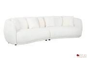 True Contemporary Sectional Archibald 2 Piece Curved Kidney Shaped Sectional Sofa and Chair Set in Wolly Ivory