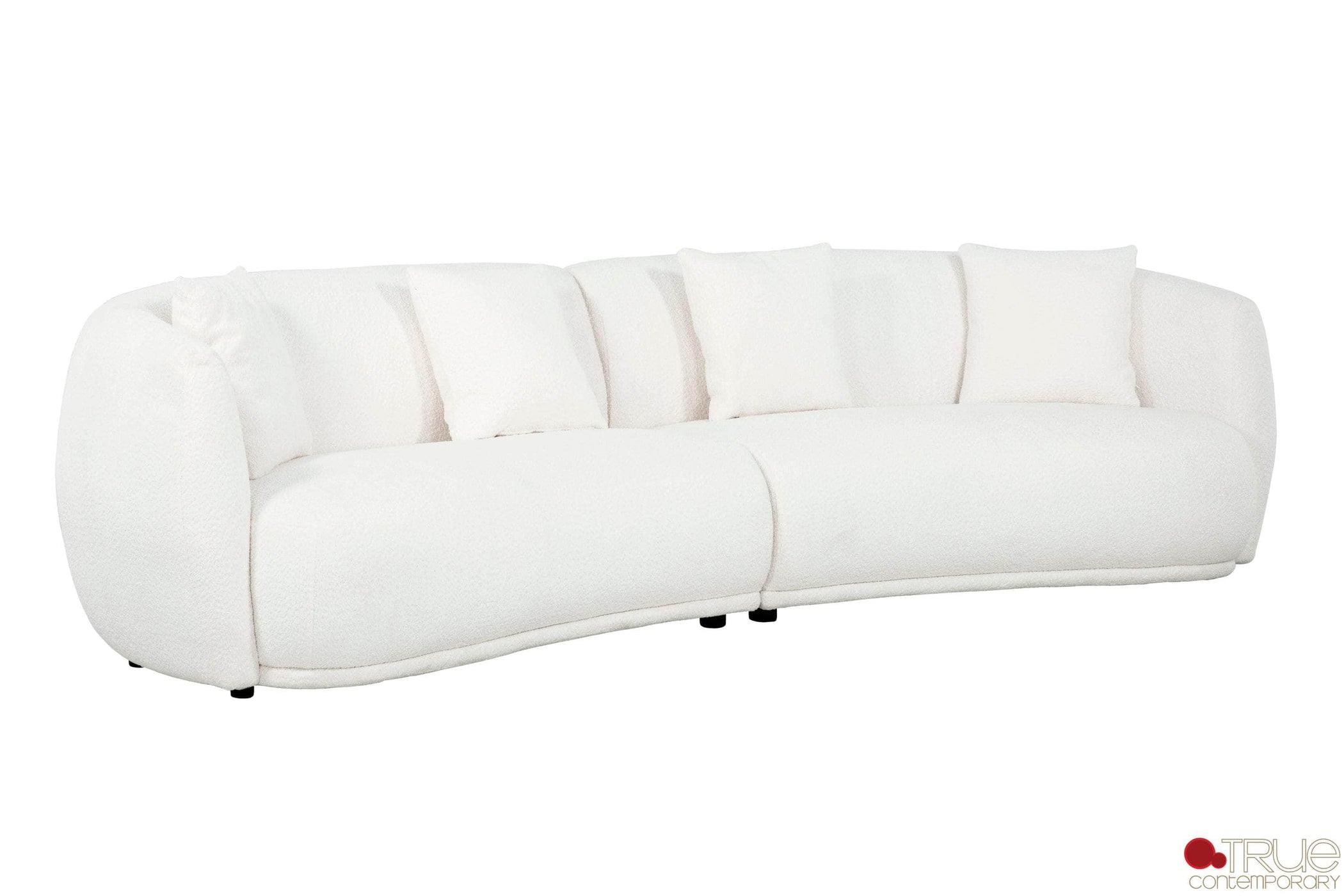 True Contemporary Archibald 2 Piece Curved Kidney Shaped Sectional Sofa
