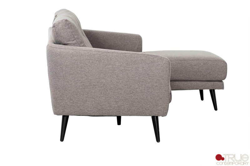 True Contemporary Sectional Elizabeth Tufted Sectional Sofa in Nia Grey