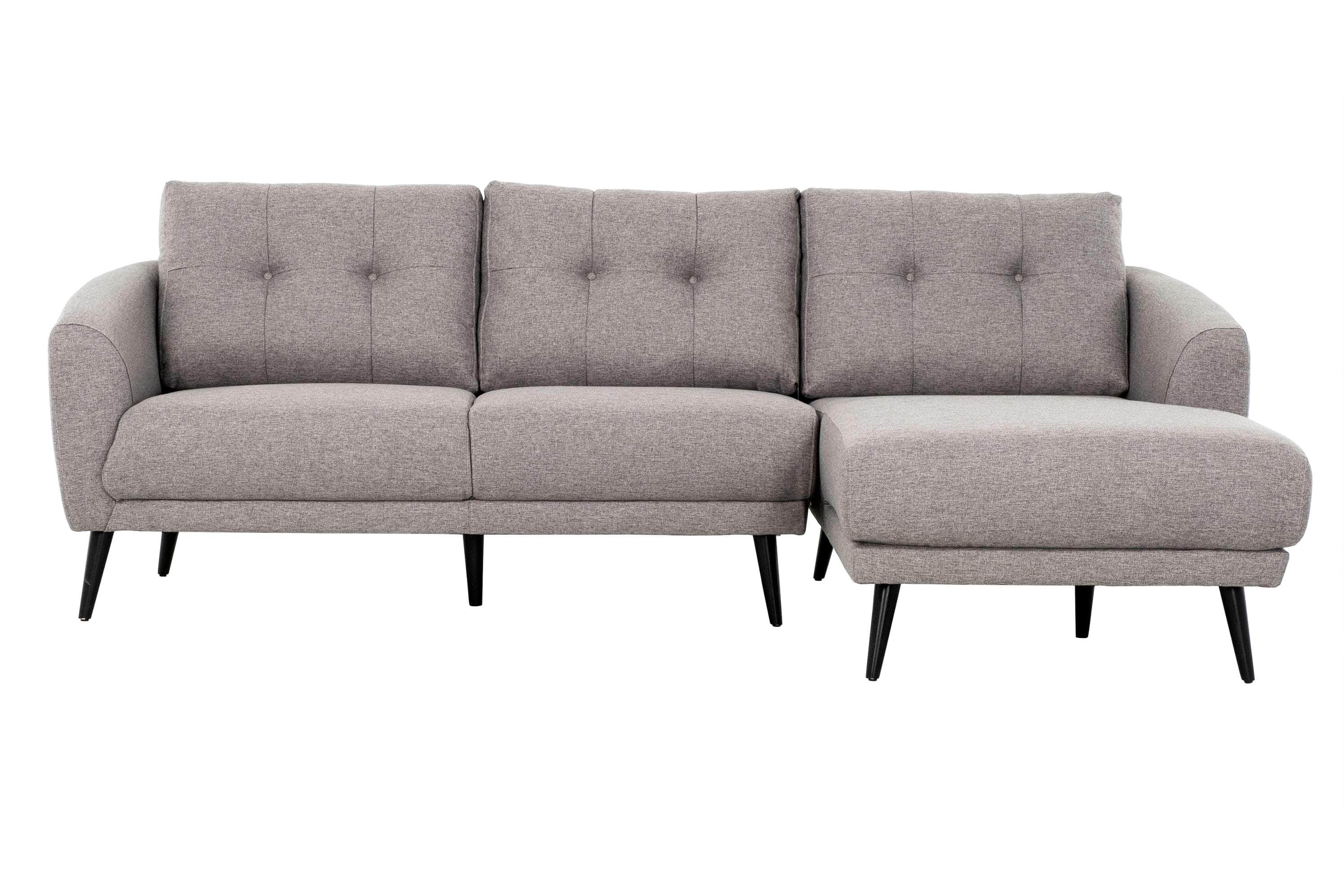 True Contemporary Sectional Right Facing Chaise Elizabeth Tufted Sectional Sofa in Nia Grey