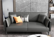 Urban Cali San Mateo 64.96" Faux Leather Round Arm Loveseat in Grey, image 1