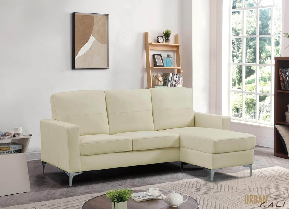 Urban Cali Sectional Del Mar 78.74" Wide Faux Leather Sectional Sofa with Reversible Chaise - Available in 3 Colours