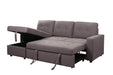 Urban Cali Sectional Left Facing Chaise Malibu Sleeper Sectional Sofa Bed with Storage Chaise in Solis Dark Grey