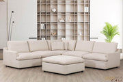 Urban Cali Sectional Long Beach Modular Corner Sectional Sofa with Ottoman in Axel Beige