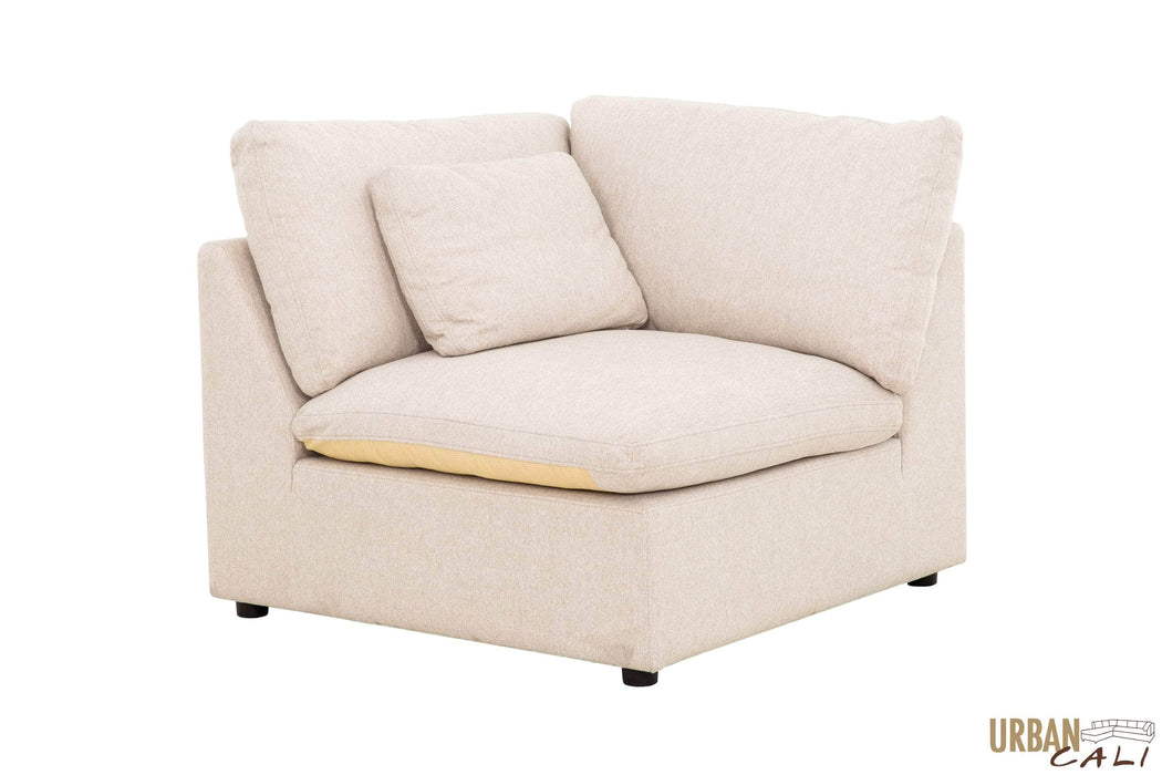 Urban Cali Sectional Long Beach Modular L-Shaped Sectional Sofa with Ottoman in Axel Beige