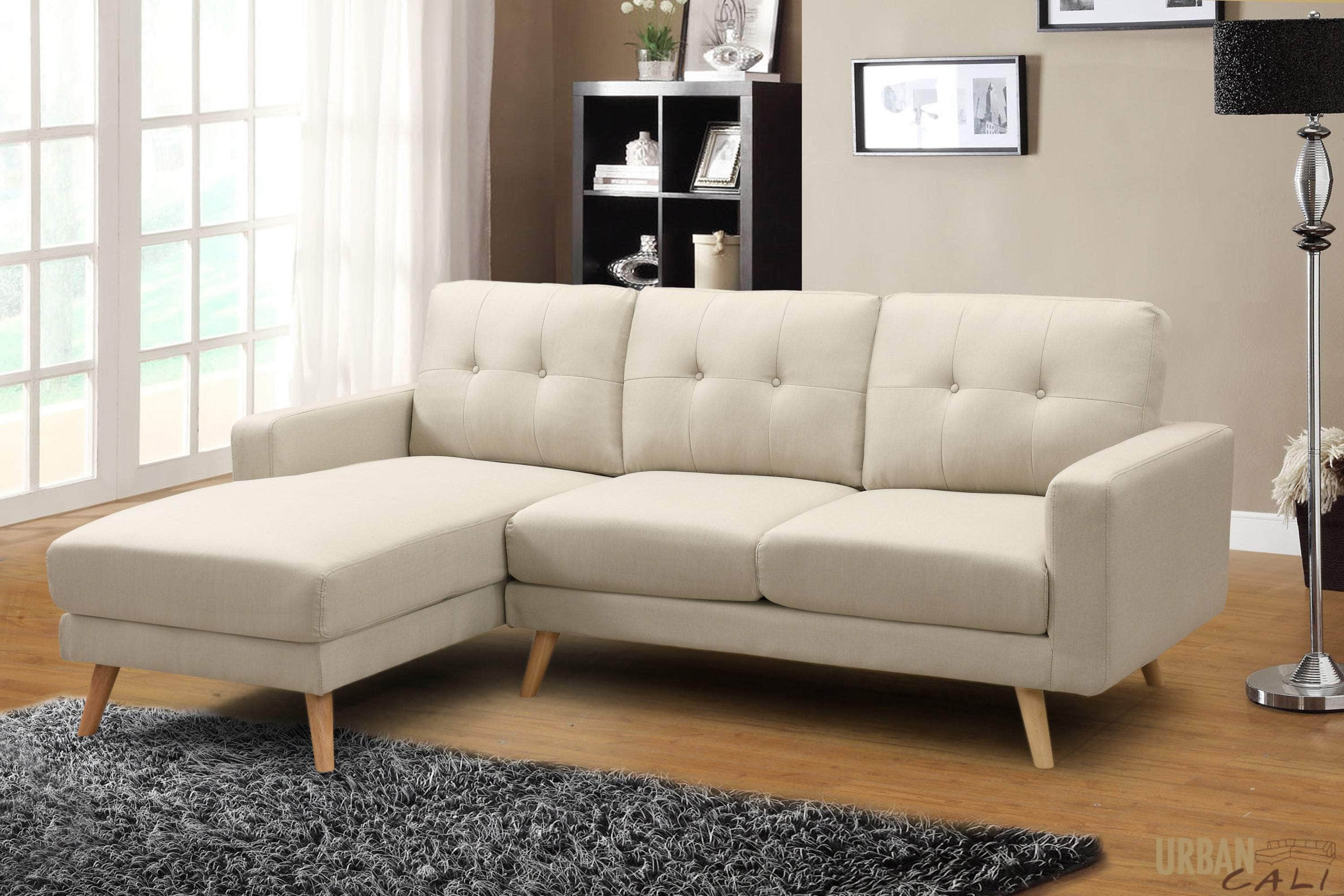Urban Cali Sectional San Marino 87.75" Wide Tufted Linen Sectional Sofa - Available in 2 Colours