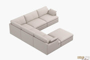 Urban Cali Sectional Sofa Long Beach Modular Corner Sectional Sofa with Ottoman in Axel Beige