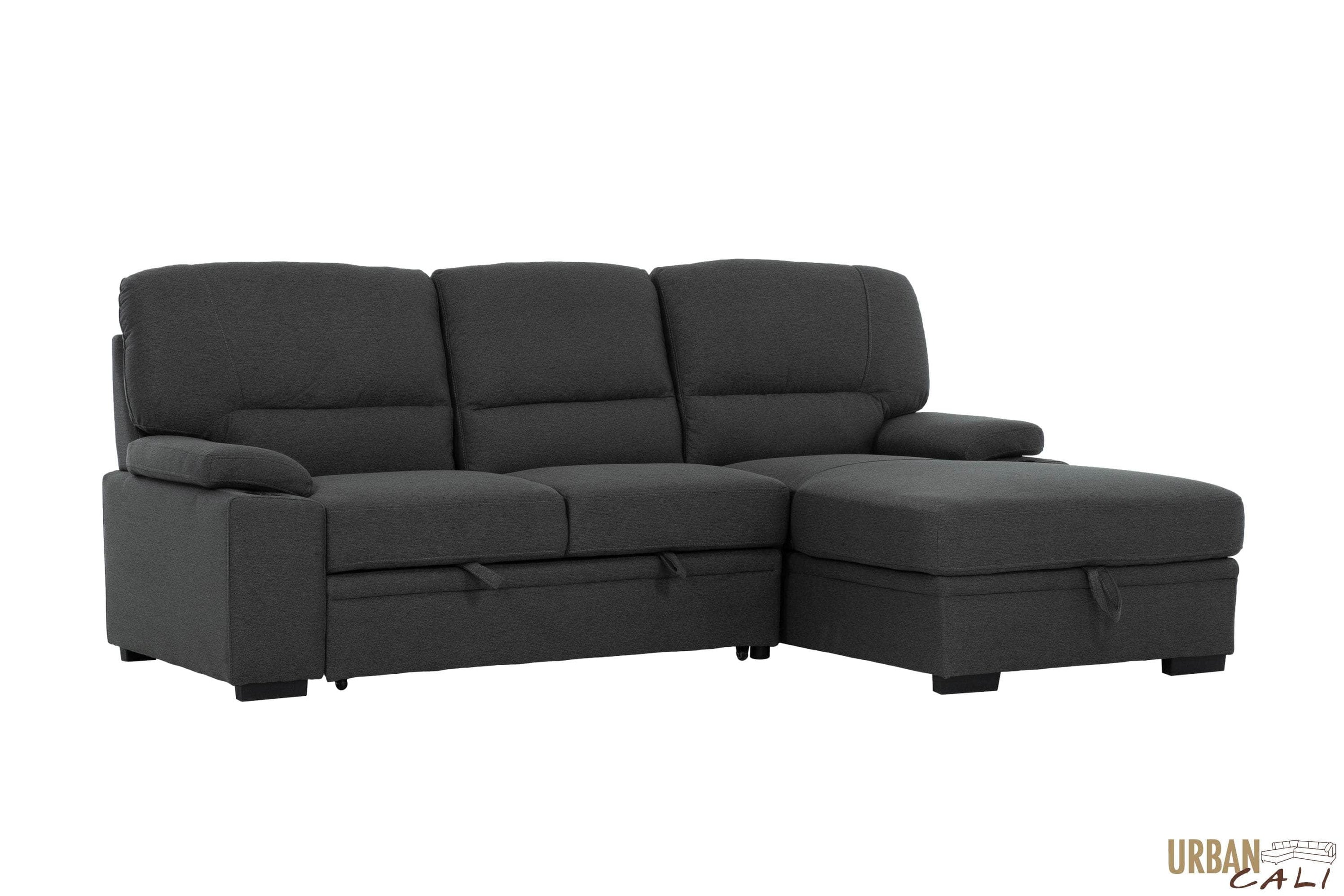 Urban Cali Anaheim II Dark Grey Condo Sleeper Sectional Sofa Bed with