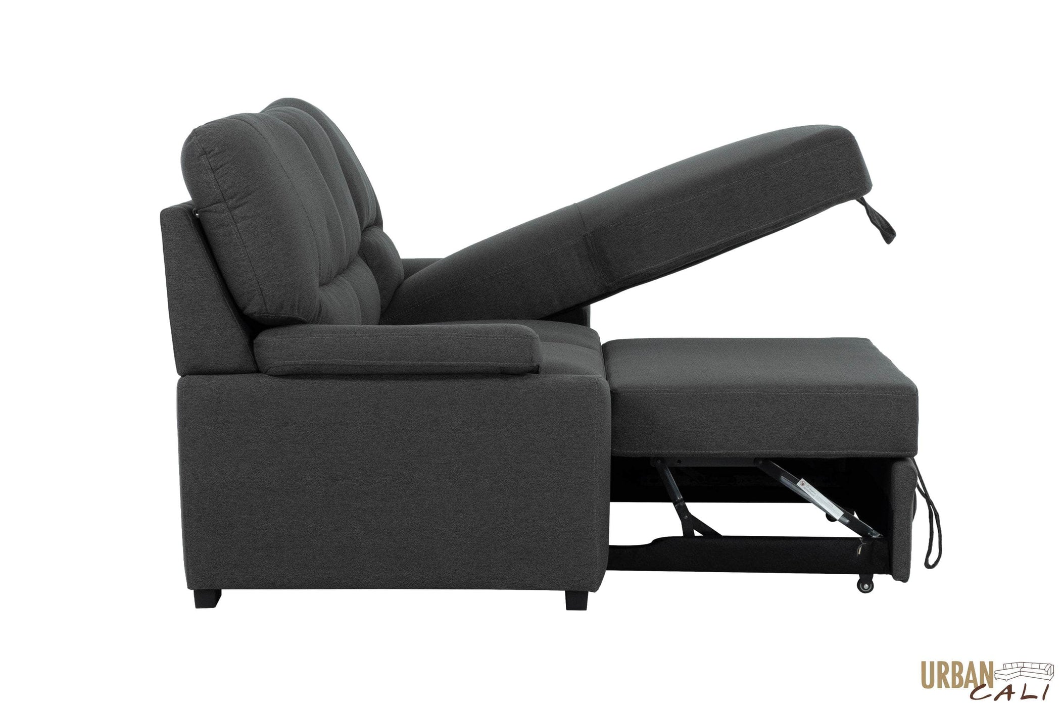Urban Cali Anaheim II Dark Grey Condo Sleeper Sectional Sofa Bed with