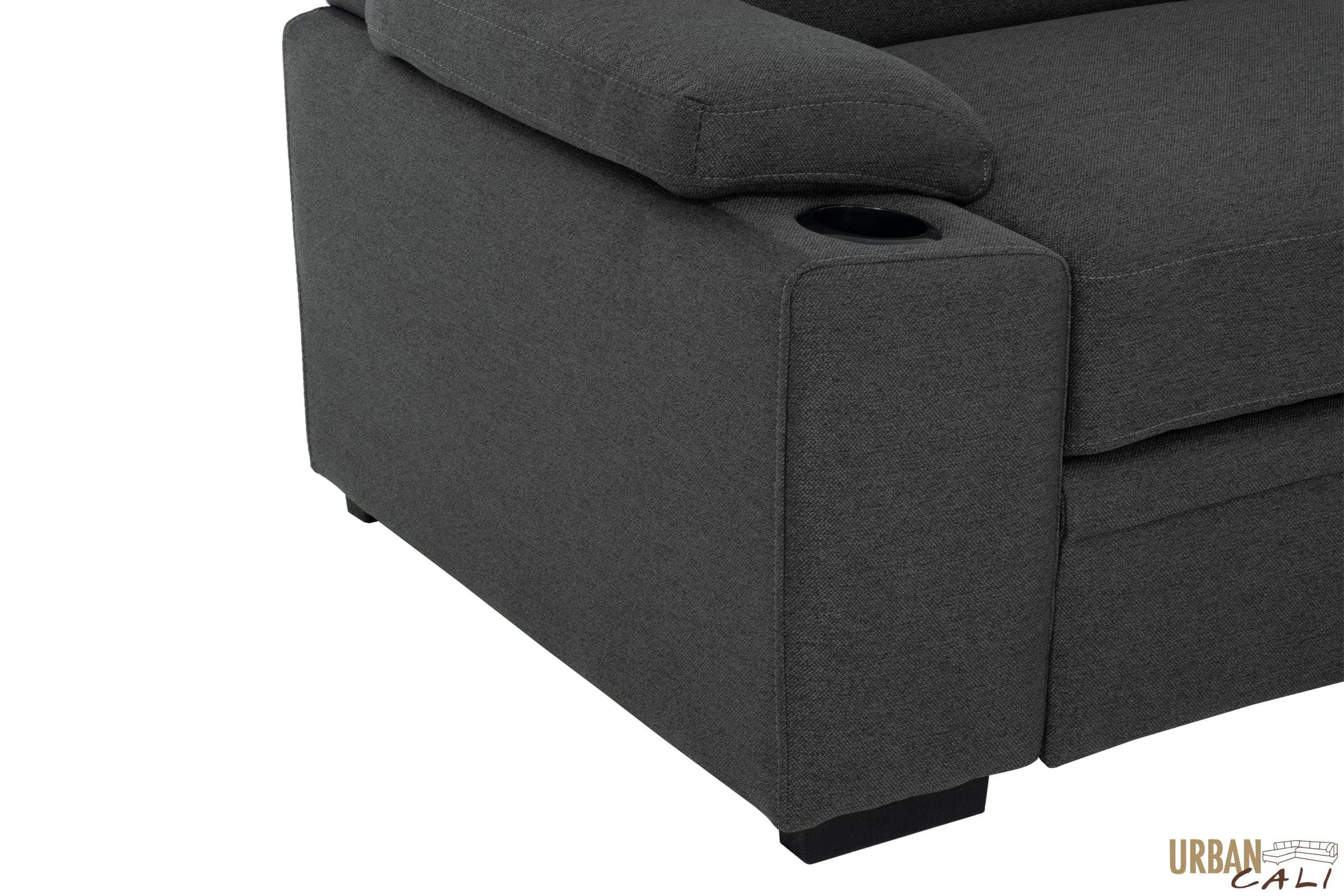 Urban Cali Anaheim II Dark Grey Condo Sleeper Sectional Sofa Bed with