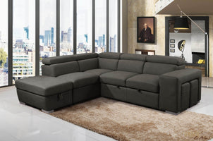 Urban Cali Sleeper Sectional Pasadena Large Sleeper Sectional Sofa Bed with Storage Ottoman and 2 Stools - Available in 2 Colours