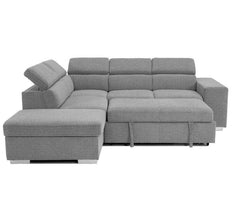 Urban Cali Sleeper Sectional Thora Stone / Left Facing Chaise Pasadena Large Sleeper Sectional Sofa Bed with Storage Ottoman and 2 Stools - Available in 2 Colours