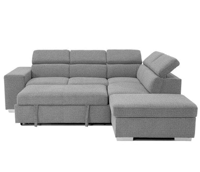 Urban Cali Sleeper Sectional Thora Stone / Right Facing Chaise Pasadena Large Sleeper Sectional Sofa Bed with Storage Ottoman and 2 Stools - Available in 2 Colours