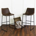 Walker Edison Bar Stool Brown 30" Industrial Faux Leather Barstools (Set of 2) - Available in 4 Colours