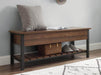 Walker Edison Bench Dark Walnut 48" Park City Modern Farmhouse Metal and Wood Storage Bench - Available in 4 Colours