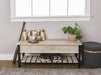 Walker Edison Bench White Oak 48" Park City Modern Farmhouse Metal and Wood Storage Bench - Available in 4 Colours