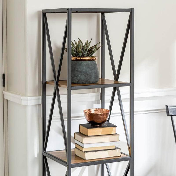 Walker Edison Bookcase 61" X-Frame Metal Tall Wood Bookcase - Available in 5 Colours