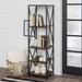 Walker Edison Bookcase Dark Walnut 61" X-Frame Metal Tall Wood Bookcase - Available in 5 Colours