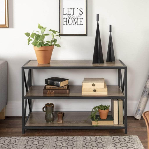 Walker Edison Bookcase Driftwood 40" Industrial Wood Bookcase - Available in 6 Colours