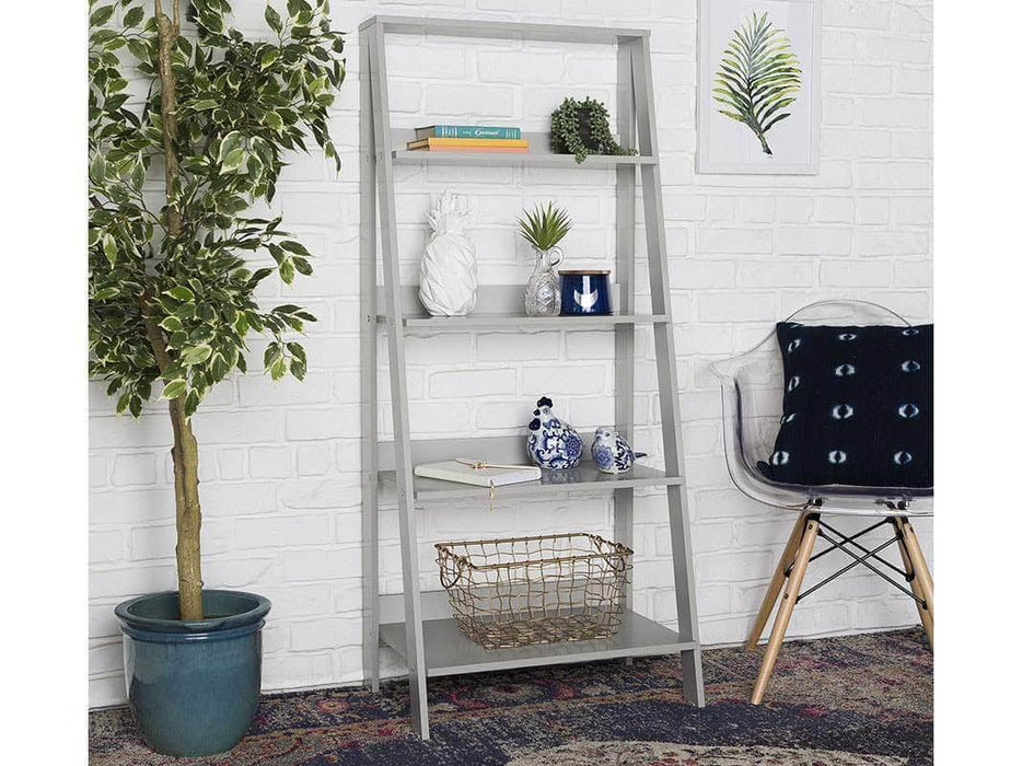 Walker Edison Bookcase Grey 55" Modern Wood Ladder Bookcase - Available in 3 Colours