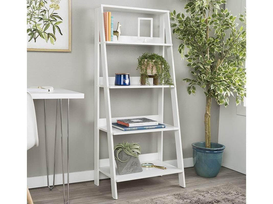 Walker Edison Bookcase White 55" Modern Wood Ladder Bookcase - Available in 3 Colours