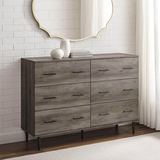 Walker Edison Buffet Grey Wash Modern Rustic Farmhouse Wood 6-Drawer Dresser - Available in 3 Colours