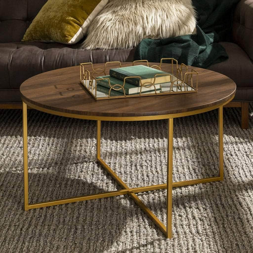 Walker Edison Coffee Table Alissa Round Coffee Table - Available in 4 Colours