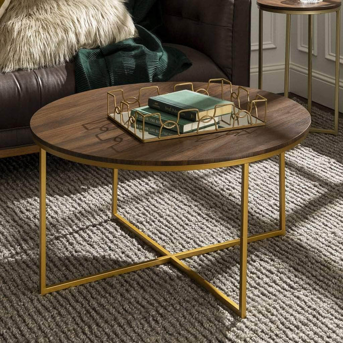 Walker Edison Coffee Table Alissa Round Coffee Table - Available in 4 Colours